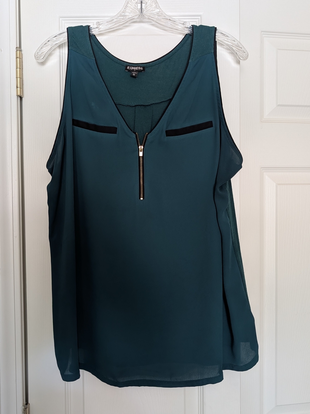 Express Green Zip-Front Sleeveless Top